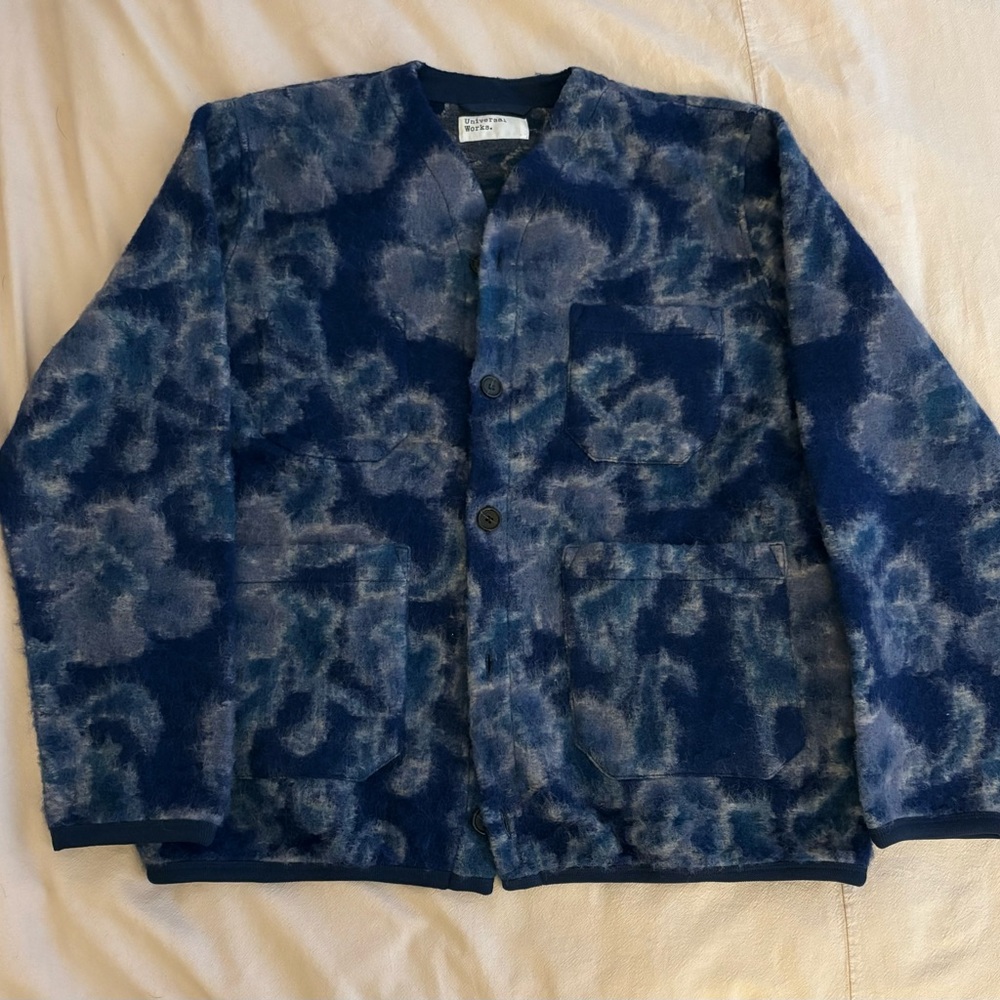 Universal Works patterned wool blend cardigan